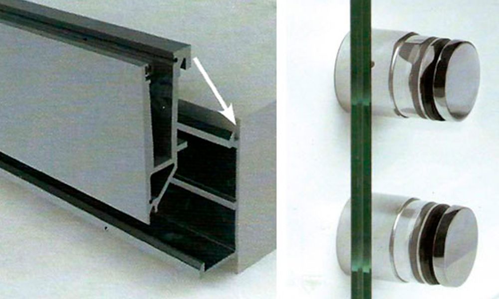 Aluminio y acero inoxidable en escaleras de vidrio
