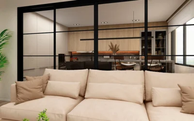 Cerramiento en aluminio negro y vidrio
