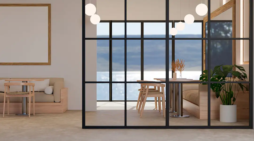 Mampara con perfil negro