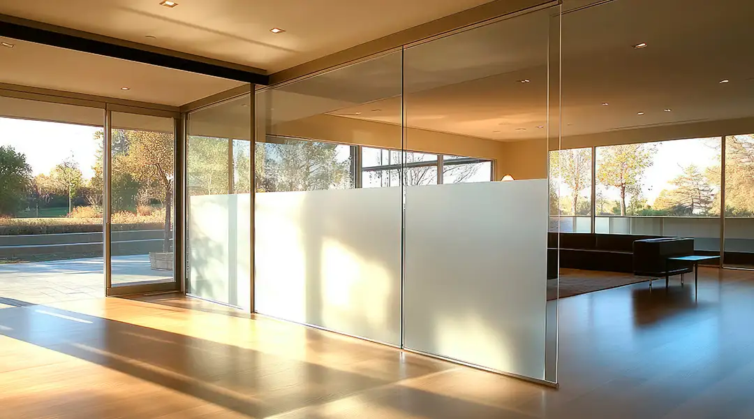 Mamparas de vidrio float en oficina