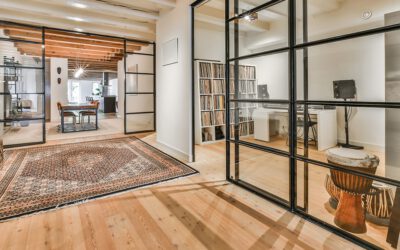 Puertas enmarcadas con aluminio para interiores